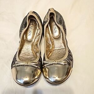 Ballet Flats Gold Leather Guess